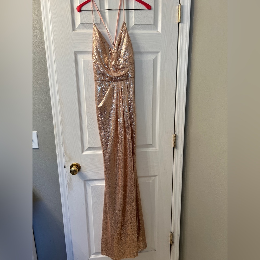 PromGirl rose gold sequin dress. Size M